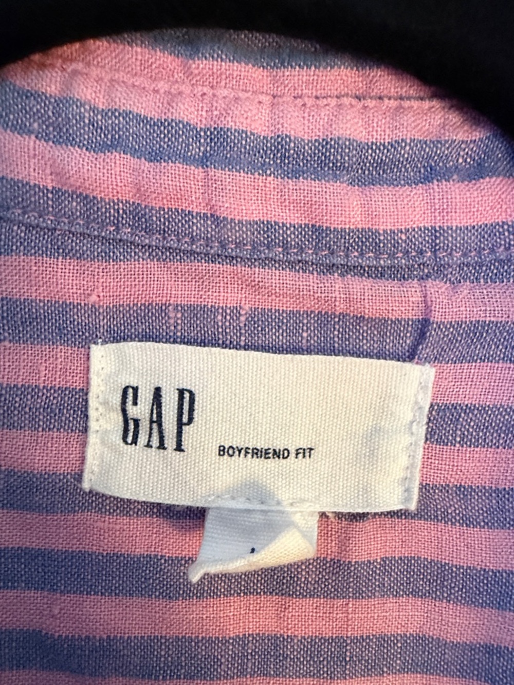 GAP Pink and Blue Striped Linen Button-Down Shirt - Picture 2 of 5